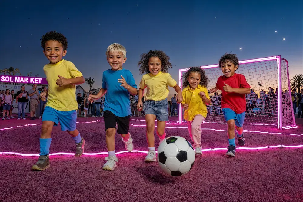 campo de futbol rosa infantil